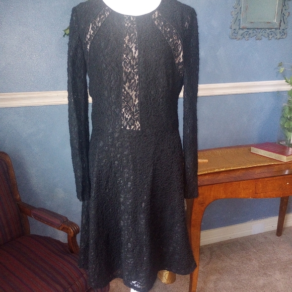 Antonio Melani Black Spandex Lace/neutral color lining Dress - Picture 1 of 8